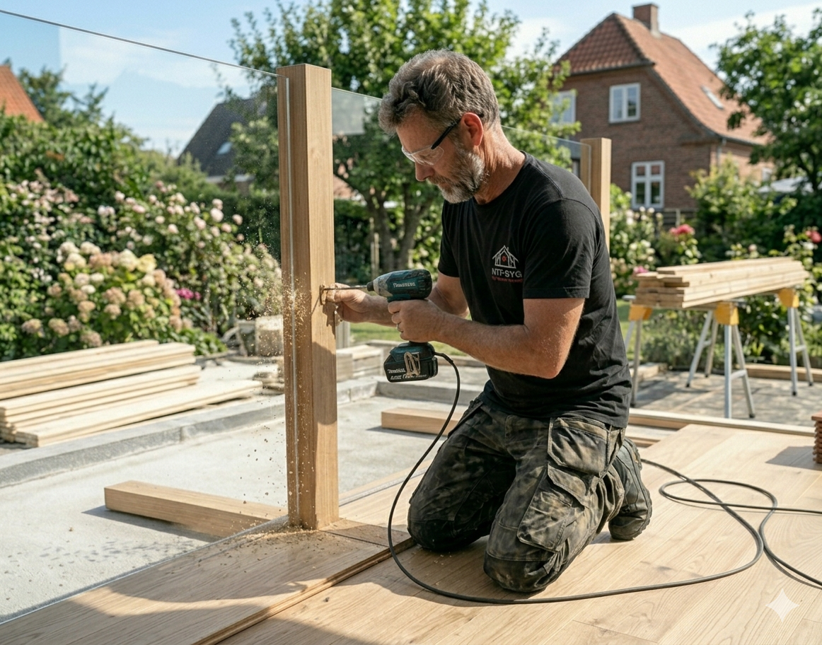 Træterrasse i opbygning